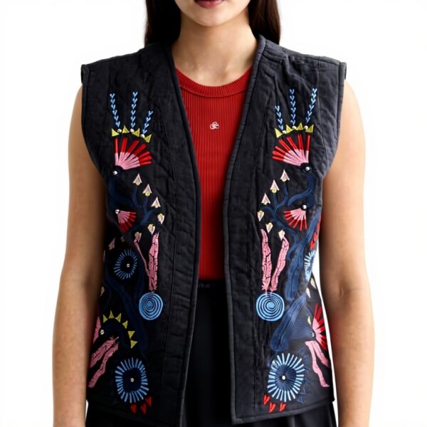 Gilet Donna Scotch Soda Ricamato Verde Classico Grigio