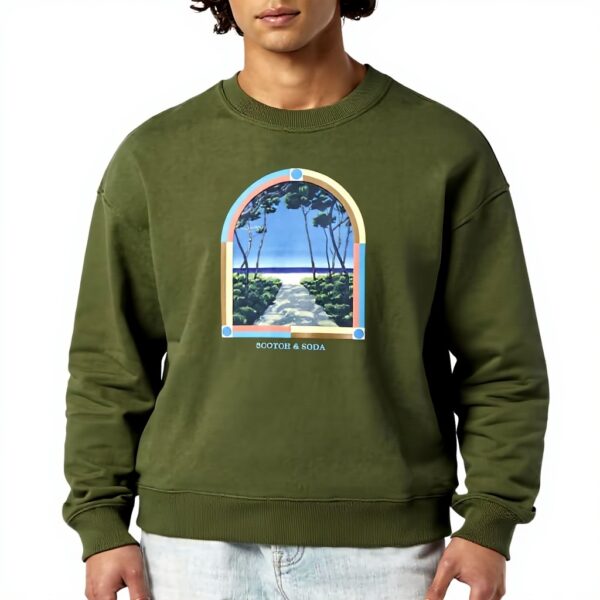 Scotch amp Soda Front Artwork Relaxed-Fit Crewneck Sweatshirt Maglia di Tuta Uomo