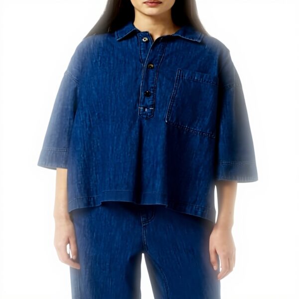 Scotch Soda Denim Maglietta Donna Leggera Colletto Classico