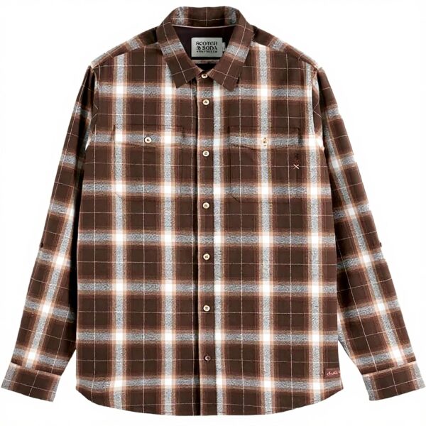 Scotch amp Soda Lightweight Flannel Check Shirt Camicia Uomo