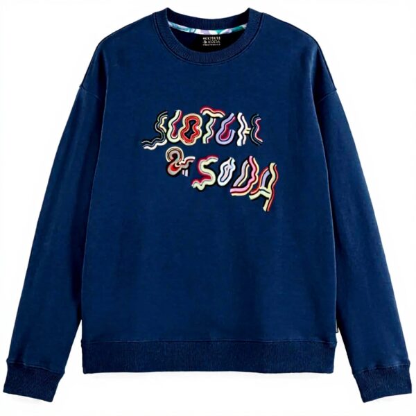 Scotch amp Soda Relaxed-Fit Embroidered Sweatshirt Maglia di Tuta Uomo