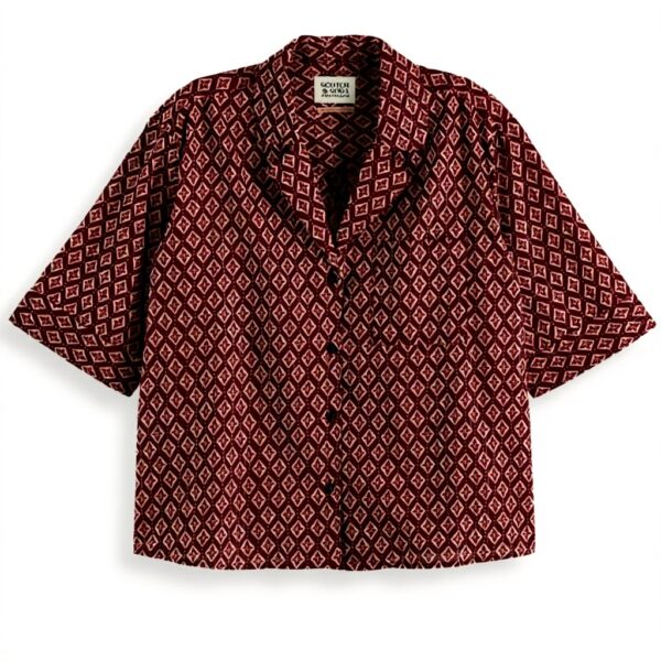 Scotch Soda Maglietta Donna Lurex Print Geo Flower Bordeaux