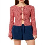 Maglietta Gingham Scotch Soda Donna Roadside Red Cotton