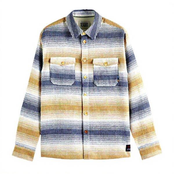 Scotch Soda Camicia Uomo Waffle Stripe Cotone Maglie