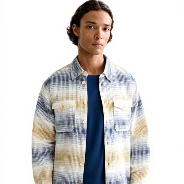 Scotch Soda Camicia Uomo Waffle Stripe Cotone Maglie