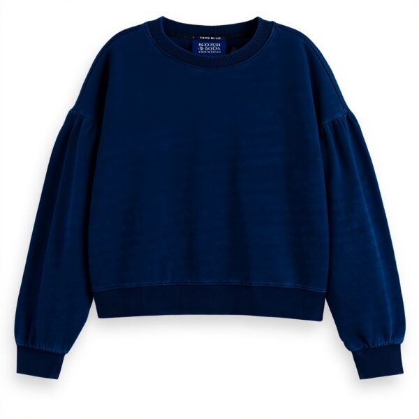 Scotch Soda Felpe Donna Indigo Lavato Maniche Palloncino