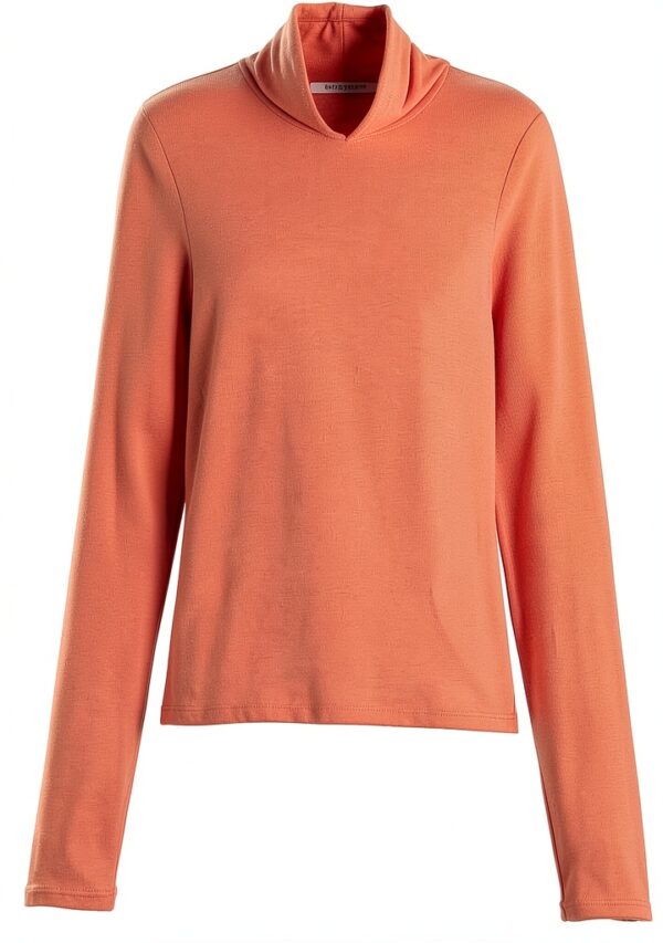 T-shirt Donna Mamiye Brothers Collo Mock Maniche Lunghe-2