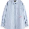 Camicia Donna Mamiye Brothers Denim Sbiadito Lavanda Stripe-1