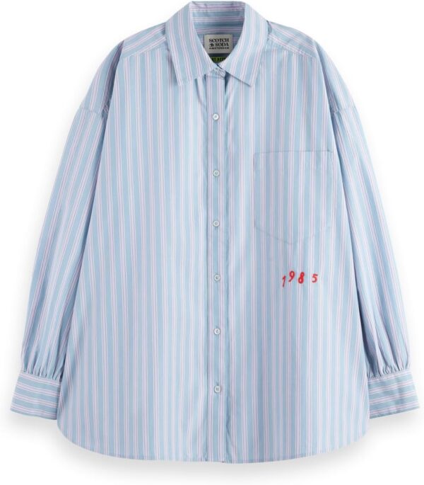 Camicia Donna Mamiye Brothers Denim Sbiadito Lavanda Stripe-1