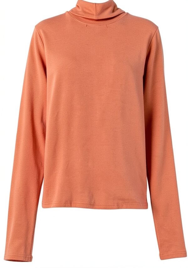 T-shirt Donna Mamiye Brothers Collo Mock Maniche Lunghe-3