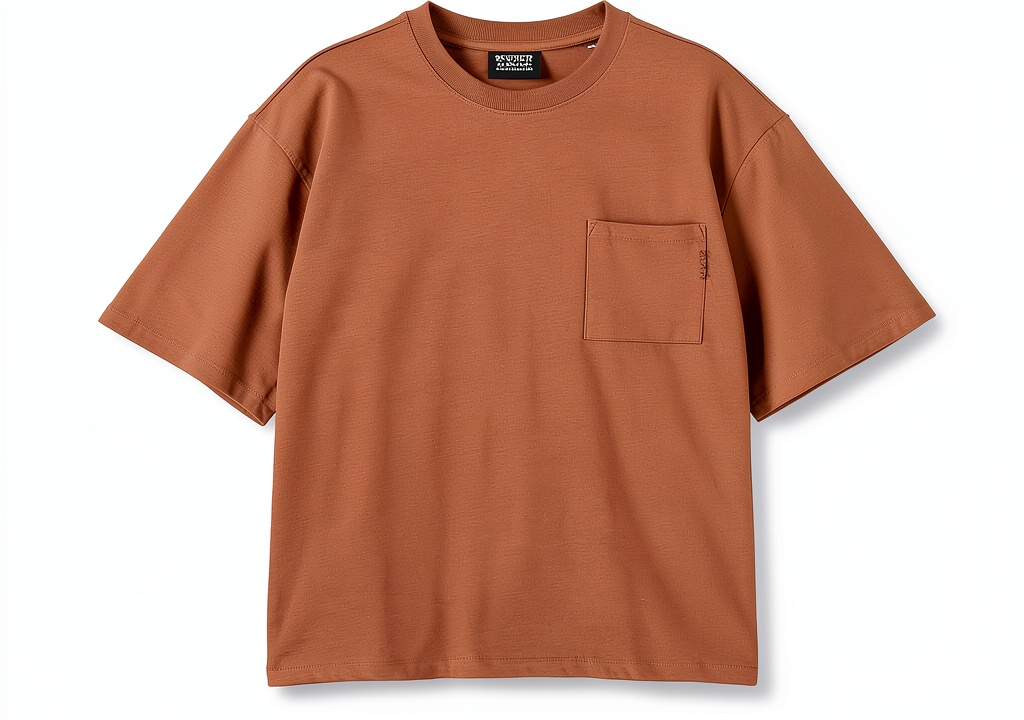 T-shirt United Legwear uomo girocollo con tasca petto indossata su una sedia di legno, vista frontale