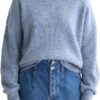 Mamiye Brothers Donna Denim Sbiadito Maglia Maniche Lunghe-0
