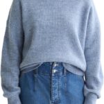 Mamiye Brothers Donna Denim Sbiadito Maglia Maniche Lunghe-0