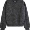 Maglione Donna Mamiye Brothers Carbone Melange Scollo-0