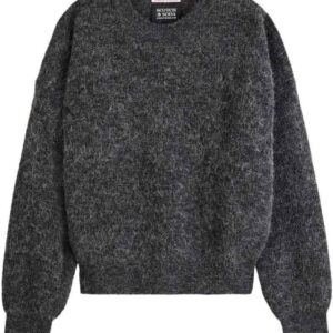 Maglione Donna Mamiye Brothers Carbone Melange Scollo-0