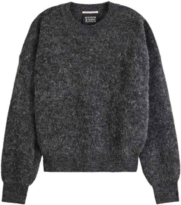 Maglione Donna Mamiye Brothers Carbone Melange Scollo-0