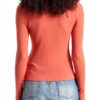 T-shirt Donna Mamiye Brothers Collo Mock Maniche Lunghe-1