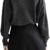 Maglione Donna Mamiye Brothers Carbone Melange Scollo-1