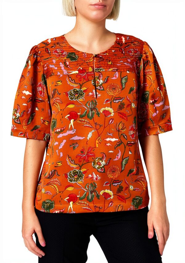 Maglietta Donna Scotch Soda Stampa Pintucked Chiusura
