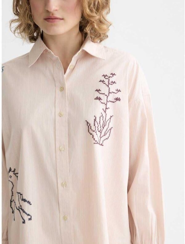 Mamiye Brothers Donna Rosa Polvere Stripe V655 Cotone Ricami-2