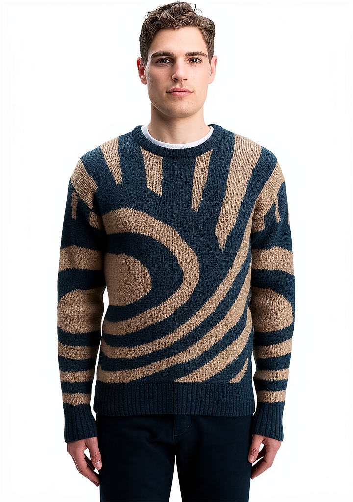 Maglione Scotch Soda blu indossato in un contesto casual