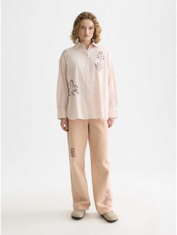 Mamiye Brothers Donna Rosa Polvere Stripe V655 Cotone Ricami-5