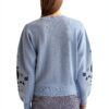 Maglia Donna Jacquard Foglie Denim Sbiadito V441-1
