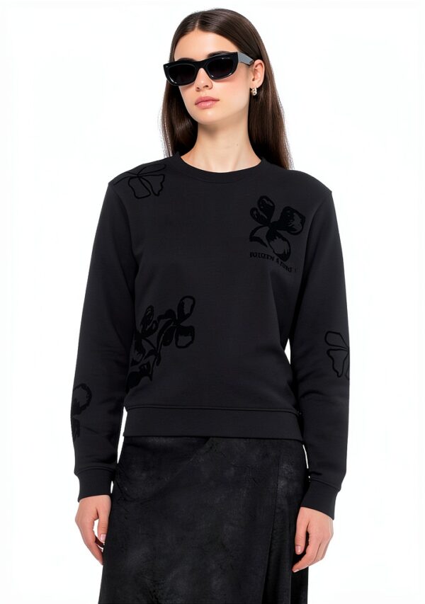Felpe Scotch Soda Flock Artwork Donna Nero Regular Fit