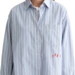 Camicia Donna Mamiye Brothers Denim Sbiadito Lavanda Stripe-0