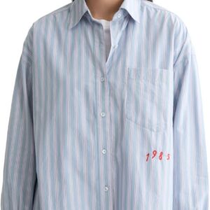 Camicia Donna Mamiye Brothers Denim Sbiadito Lavanda Stripe-0