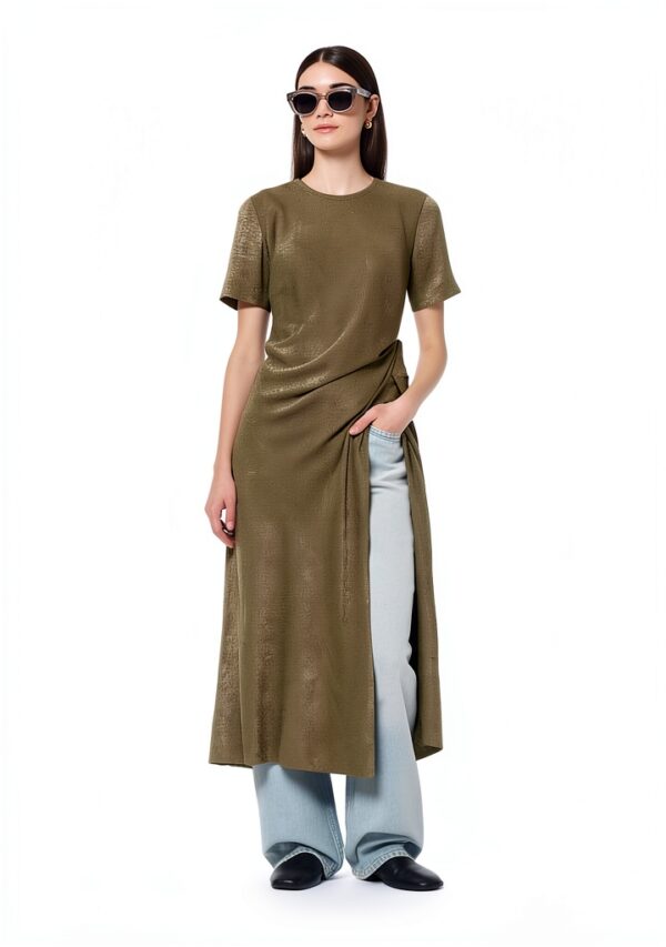 Vestito avvolgente Mamiye Brothers Donna Raso schiacciato-3