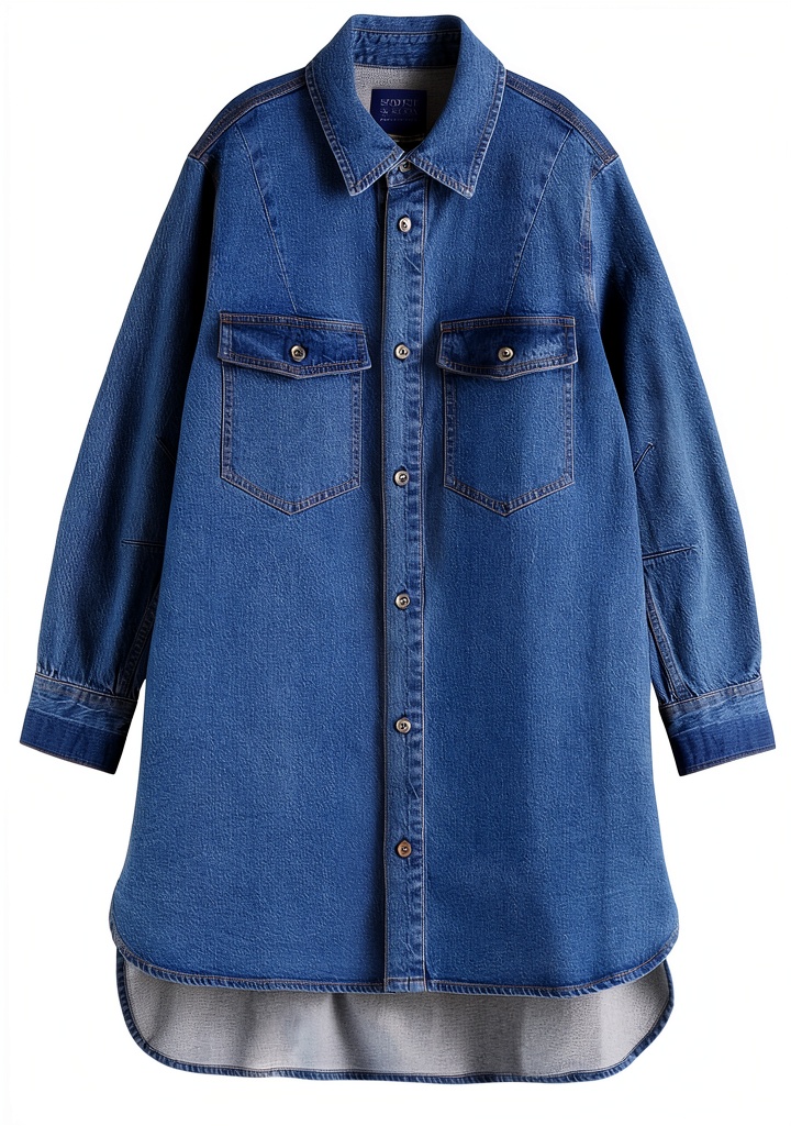 Scotch Soda Denim Mini Shirtdress indossato in un contesto urbano