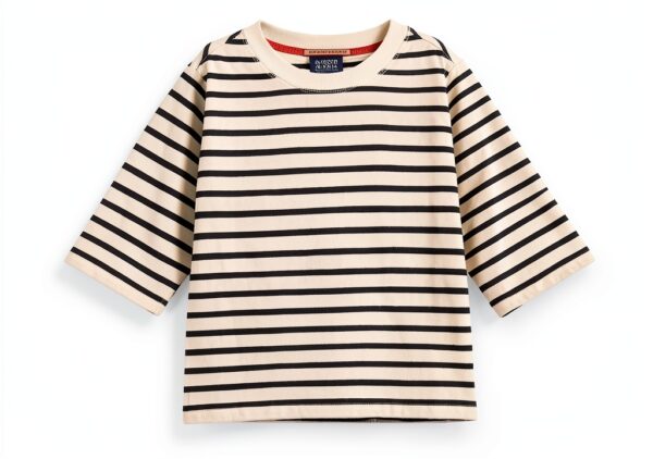T-shirt Scotch Soda Denim Breton Wrap Ragazze Bianco