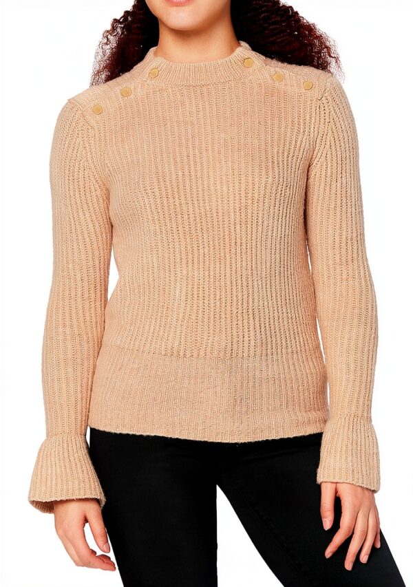 Maglione Donna Scotch Soda Rosa Bottone Spalla Tinta Unita
