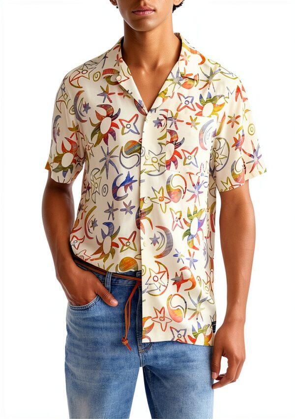 Scotch Soda Camicia Uomo Stampa All Over Collo Revers