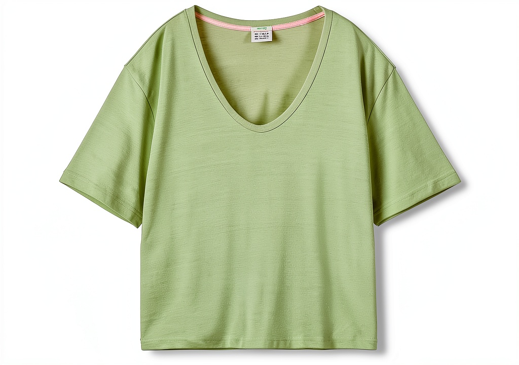 'T-shirt Scotch Soda V-Neck in colore Fresh Mint indossata in un contesto urbano'