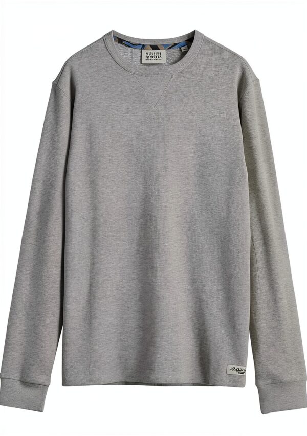 Scotch Soda T-Shirt Uomo Waffle Maniche Lunghe Grigio