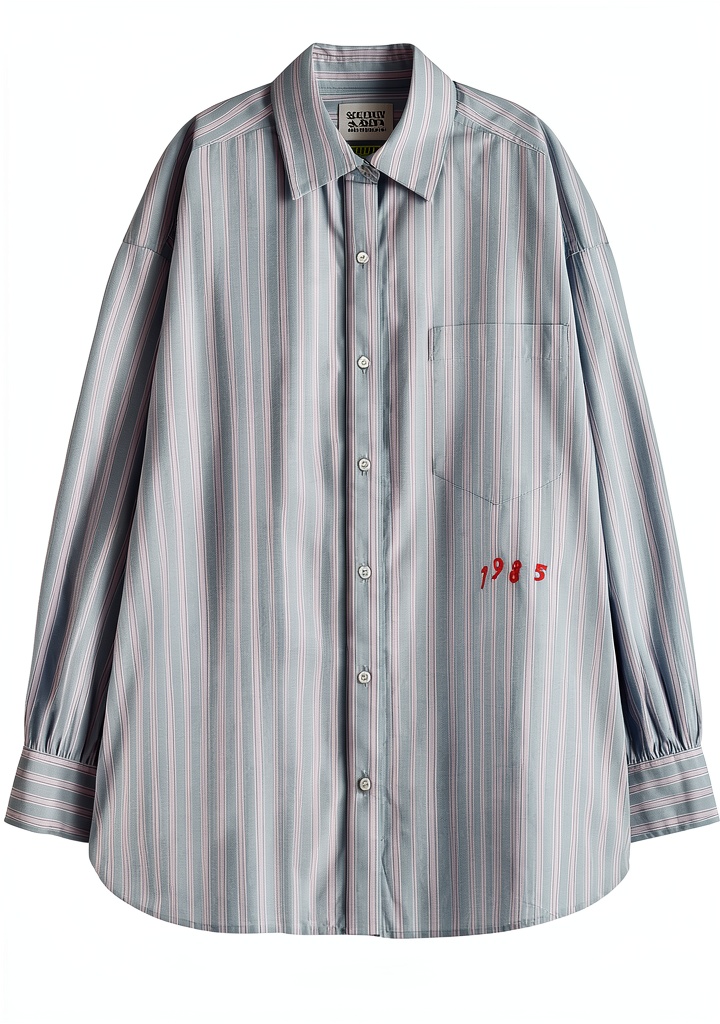 'Scotch Soda camicia donna ricamata in cotone su sfondo neutro'