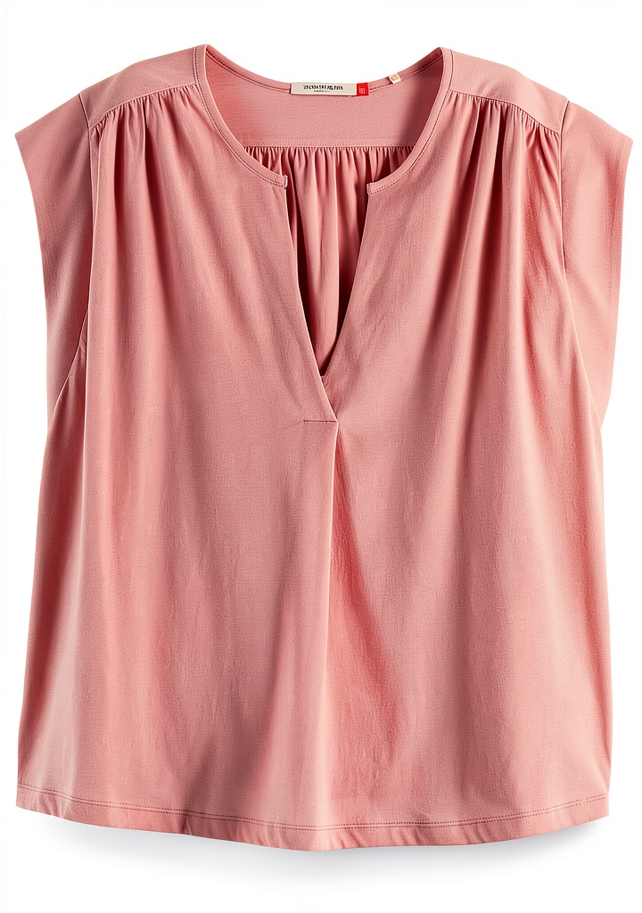 T-Shirt Scotch Soda Donna in colore Lilla Brunito con scollo a V