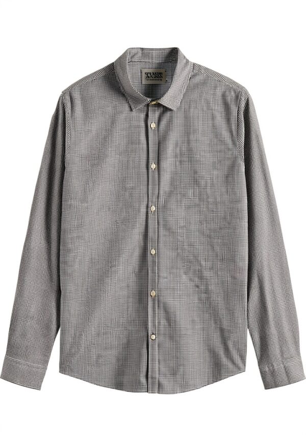 Camicia Scotch Soda Micro Check Uomo Grigio Collo Button