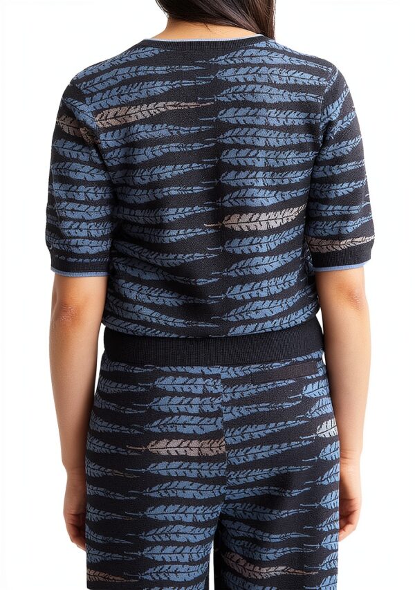 Maglia Donna Mamiye Brothers Jacquard Scollo Rotondo Manica-1