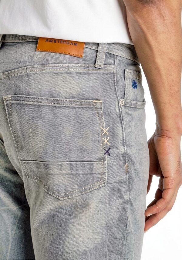 Jeans uomo United Legwear grigio sabbia Slim Fit-5