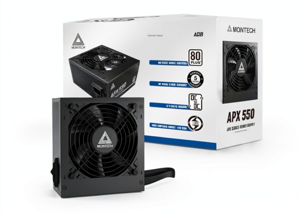 Alimentatore Montech APX 550W 80PLUS White ATX con ventola silenziosa-4