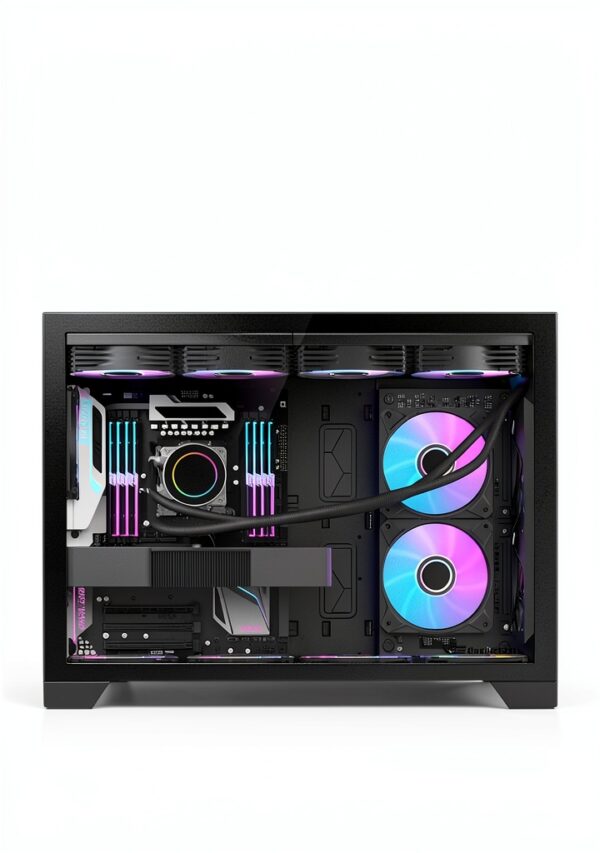 P480TB-T RGB ATX PC Case (4 x 12 cm Pirate Turbo ARGB ventilatore, gestione cavi, hub ventola a 10 porte, PWM, SYNC) Nero-1