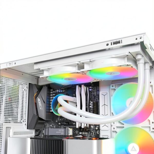 MONTECH Lightflow ARGB 240 White - Raffreddatore CPU liquido ultra-silenzioso, pompa 3100 giri/min, tripla ventola silenziosa, radiatore ad alta efficienza per una dissipazione del calore superiore-4