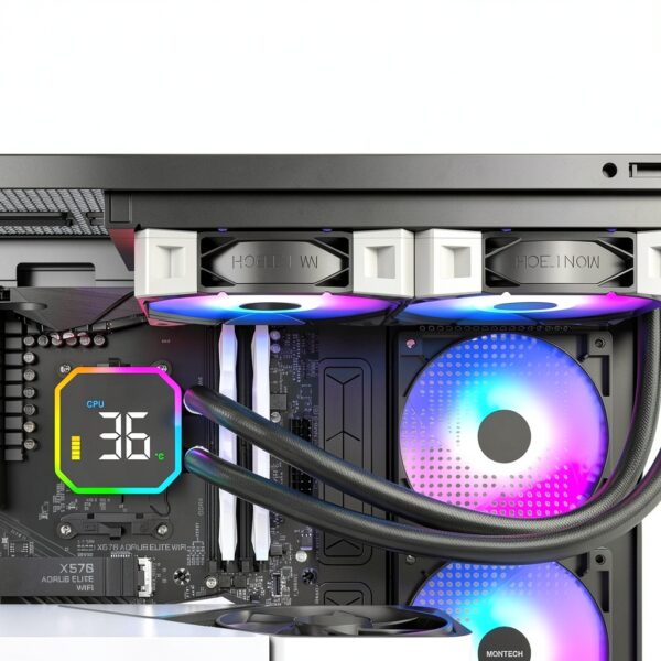 Raffreddatore CPU Montech HyperFlow 240 AIO 2 ventole ARGB e display-5