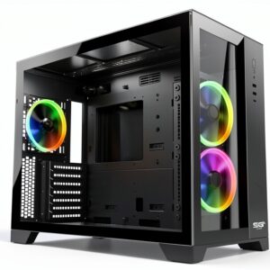 P480TB-T RGB ATX PC Case (4 x 12 cm Pirate Turbo ARGB ventilatore, gestione cavi, hub ventola a 10 porte, PWM, SYNC) Nero-0