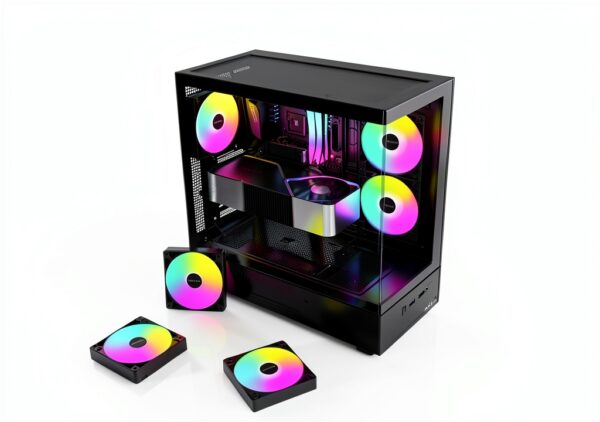 MONTECH RX 120 mm – PWM Reverse Fan – Prestazioni silenziose – Alta velocità 1600 PWM – Resistenza di fascia alta con cuscinetto HDB – Splendido anello esterno ARGB Lighting Design 3 in 1 Pack con 6 x-3