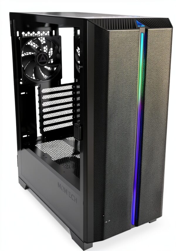 Montech SKY ONE Lite Midi Tower con Vetro Temperato Nero 50x50x28 cm-1