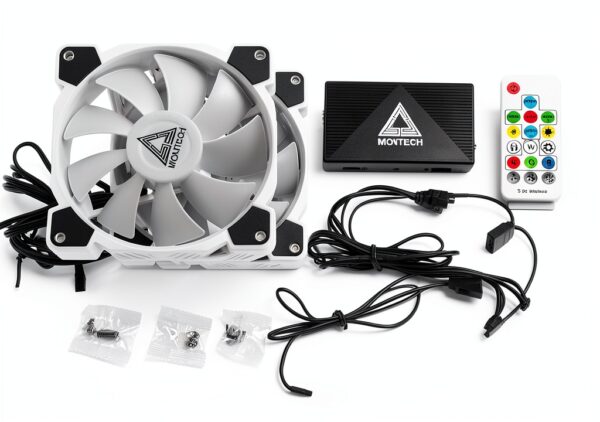 Ventola RGB Montech Z3 PRO 120mm, 3 pezzi con controller ARGB bianco-4